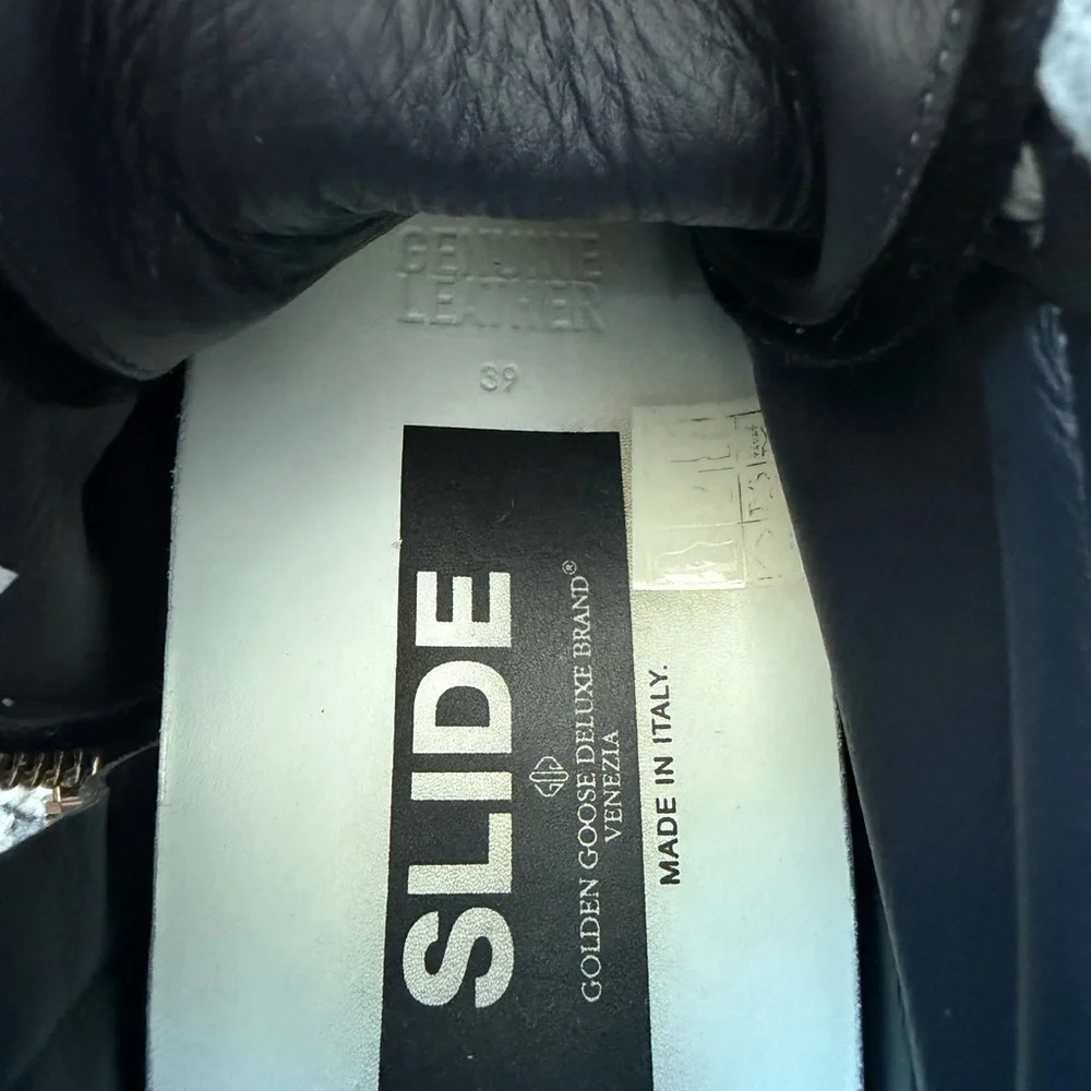 Golden Goose Slide High-Top Sneakers in Black with White Laces - Picture 7 of 9